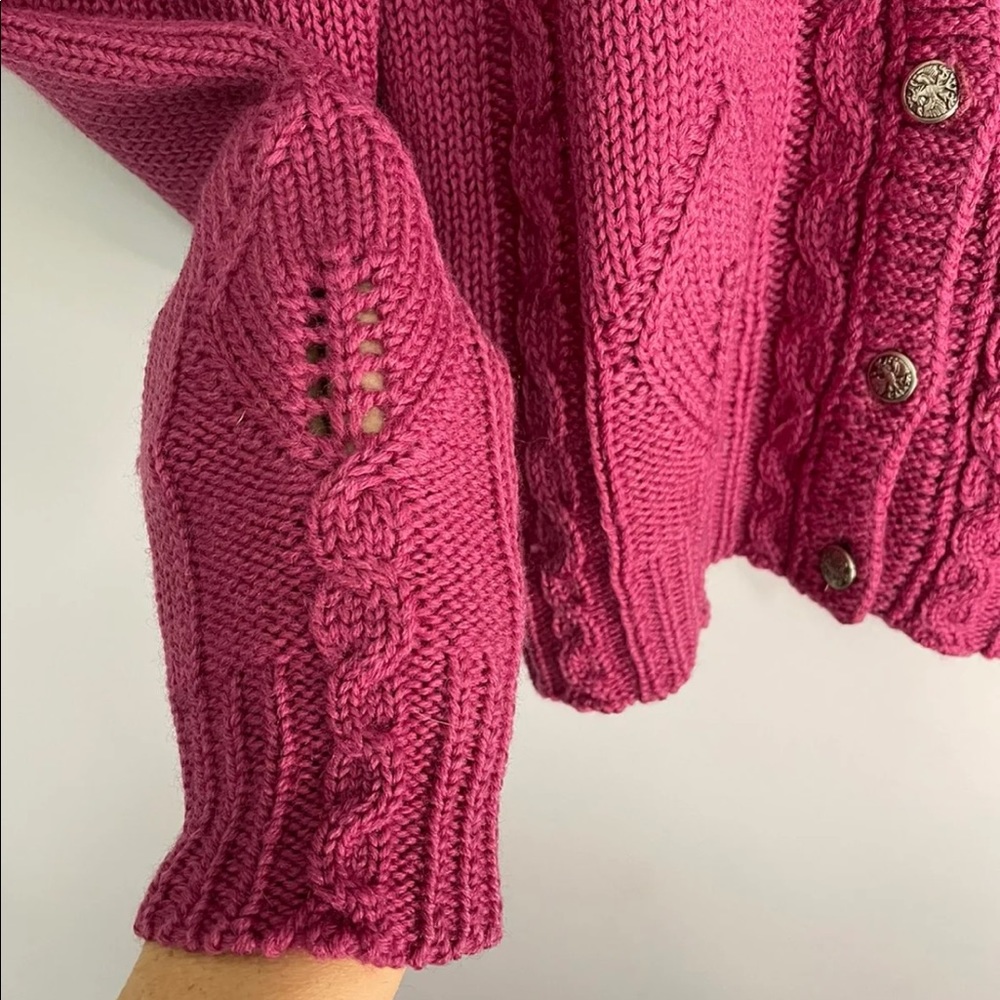 Sold-Vintage 100% wool knit cardigan - Picture 5 of 7